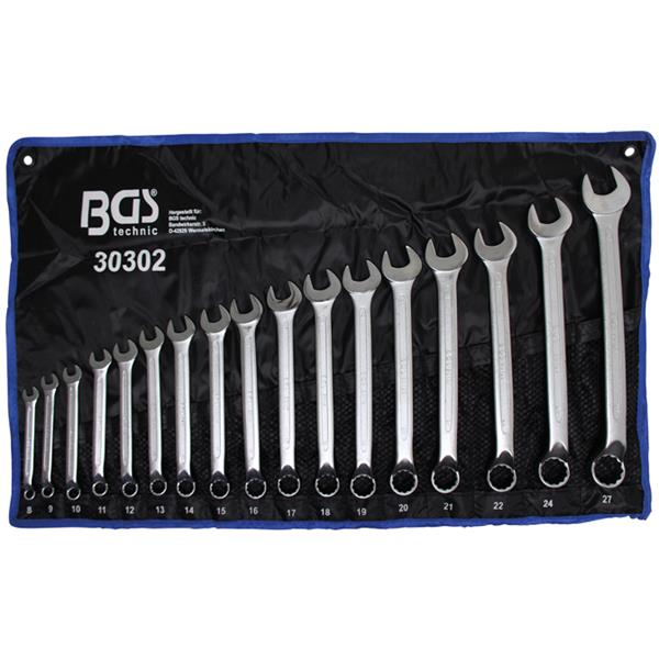 BGS 30302 Combination Spanner Set, offset, 8 - 27 mm, 17 pcs.