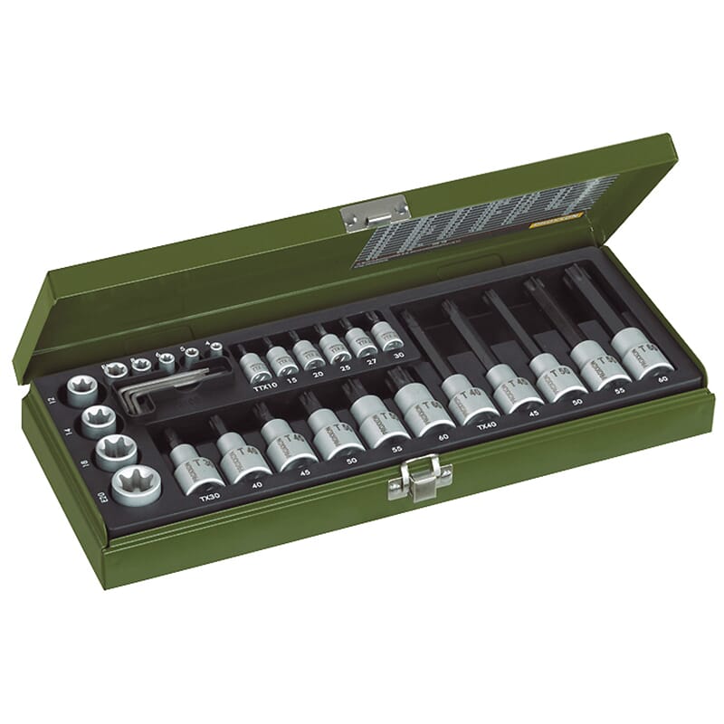 Proxxon 23103 Socket set TX 1/4"+1/2", 29 pcs 