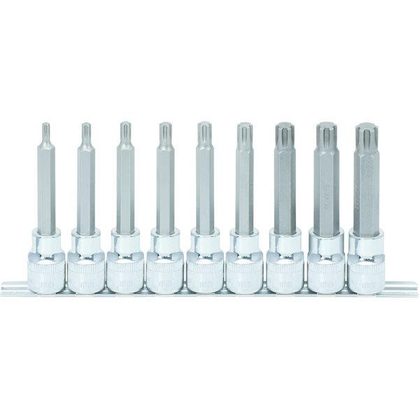 KS-Tools 918.1340 1/2" CHROMEplus RIBE-Bit-Steck ss-Satz, lang, 9-tlg. M5-M14