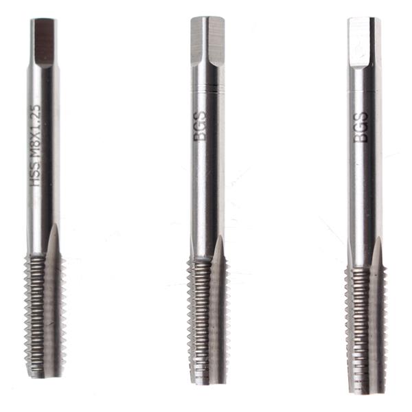 BGS 934 Tap Set, Starter. Plug. Bottoming Tap, HSS -G, M8 x 1.25 mm, 3 pcs.