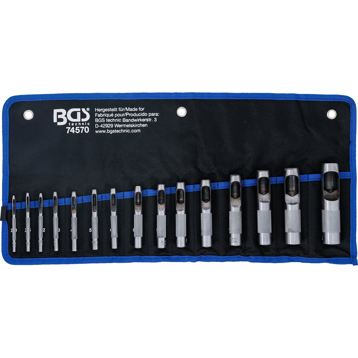 BGS 74570 Locheisen-Satz, 2 - 22 mm, 15-tlg. 