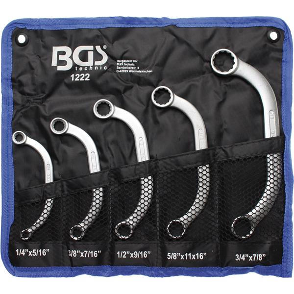 BGS 1222 Obstruction Ring Spanner Set, Inch Sizes, 1/4" - 7/8", 5 pcs.