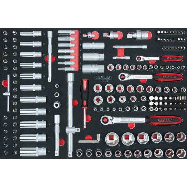 KS-Tools 711.0180 SCS 1/4"+3/8"+1/2" socket set, 1 80 pcs, 1/1 system insert