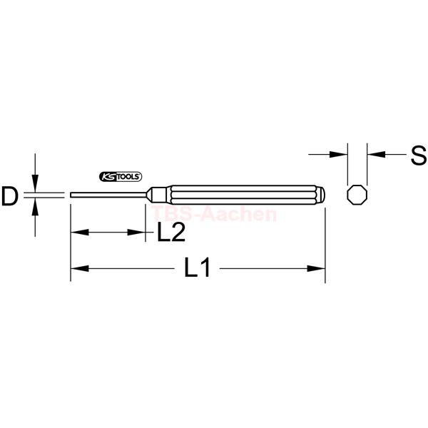 KS-Tools 156.0115 Pin punch octagonal shaft, mirro r polished, Ø 6mm