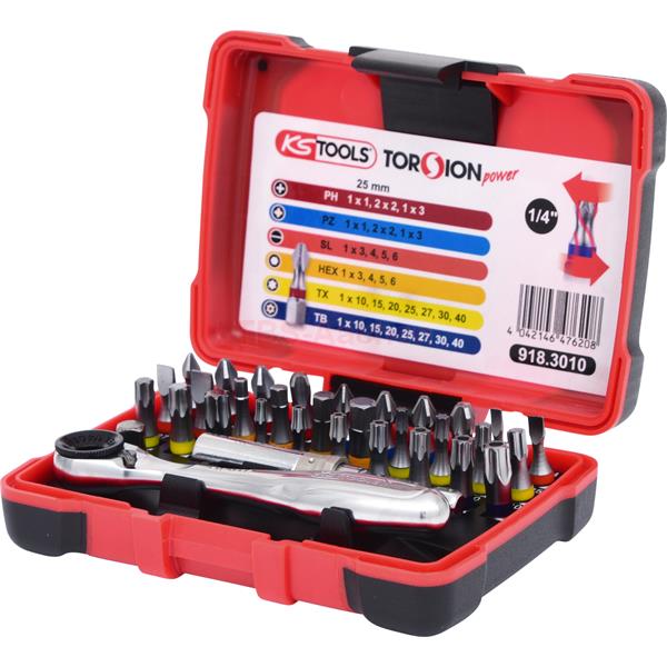 KS-Tools 918.3010 1/4" TORSIONpower Bit box, 32 pc s