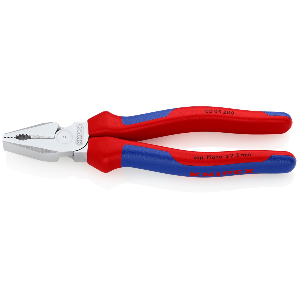 Knipex 02 05 200 High Leverage Combination Pliers chrome plated with multi-component grips 200 mm