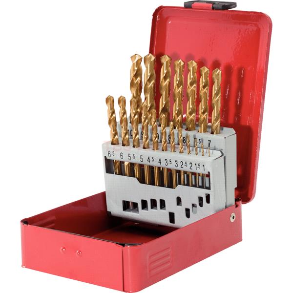 KS-Tools 330.4610 HSS TiN Spiralbohrer-Satz,19-tlg 