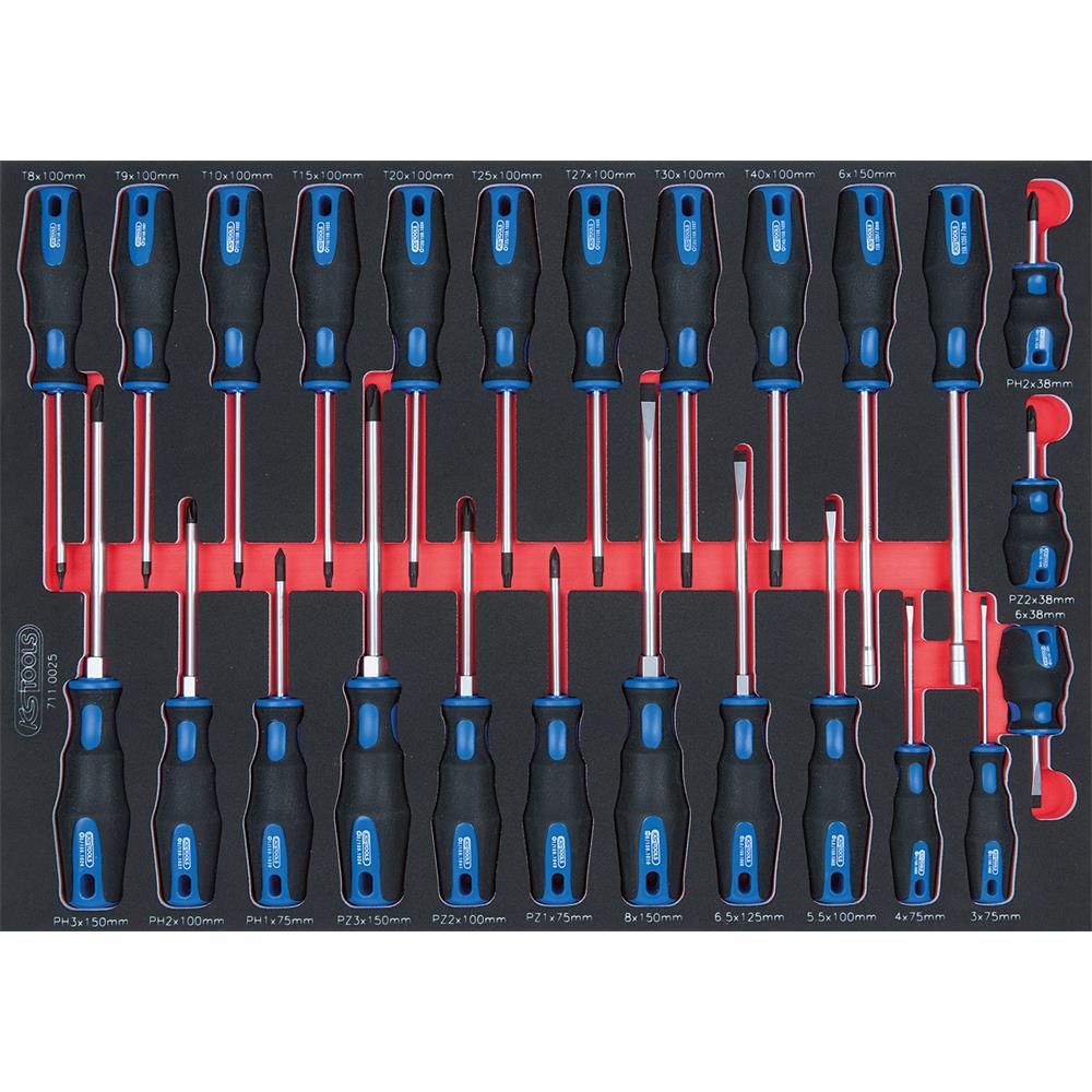 KS-Tools 711.0025 SCS ERGOTORQUEplus screwdriver s et, 25 pcs, 1/1 system insert