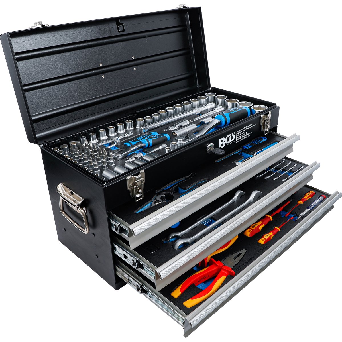 BGS 3350 Electricians-Metal Workshop Tool Case, 3 Drawers, with 147 Tools