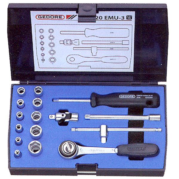 Gedore 20 EMU-3 Socket set 1/4" 16 pcs 4-13 mm 