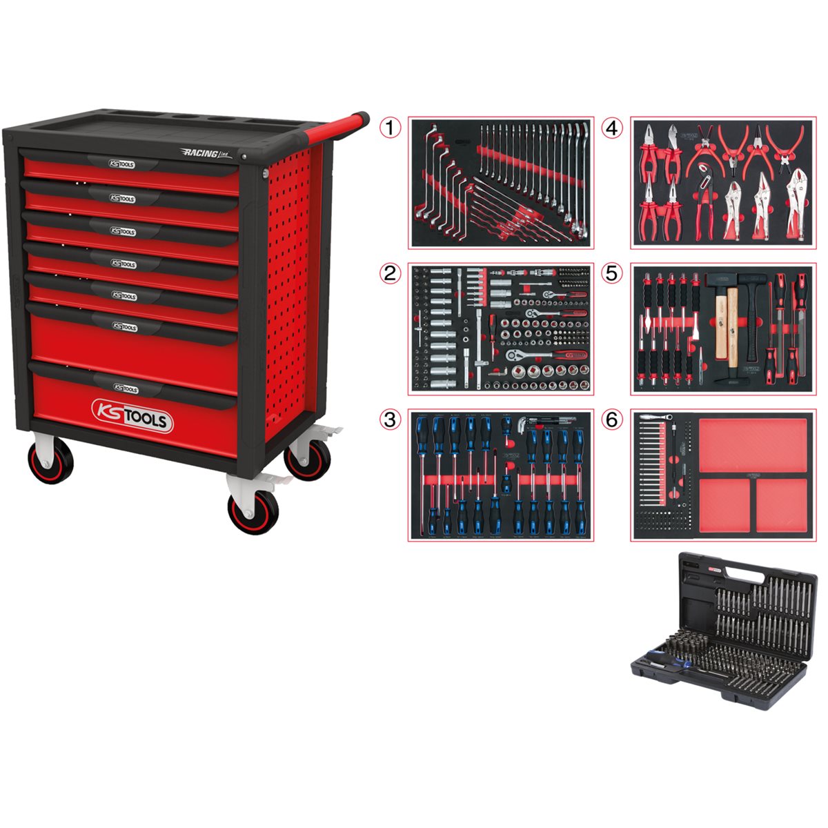 KS-Tools 826.7598 RACINGline tool cabinet with 7 drawers and 598 premium tools