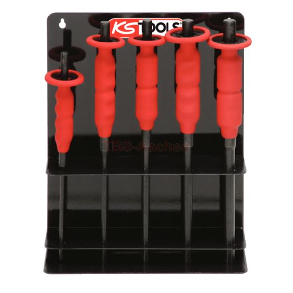 KS-Tools 156.0020 Pin punch set with hand protecti on grip, round shaft, 5 pcs, 6-14mm