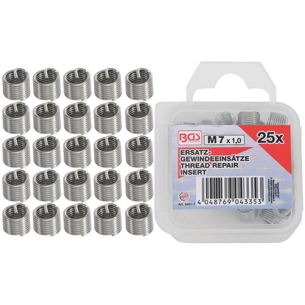 BGS 9431-1 Replacement Thread Inserts, M7 x 1.0 mm , 25 pcs.