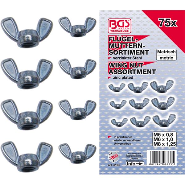 BGS 8133 Wing Nut Assortment, 75 pcs. 