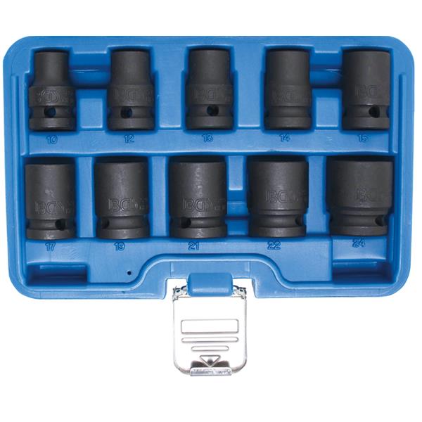 BGS 5205 Impact Socket Set, Hexagon, 12.5 mm (1/2" ) Drive, 10 - 24 mm, 10 pcs.