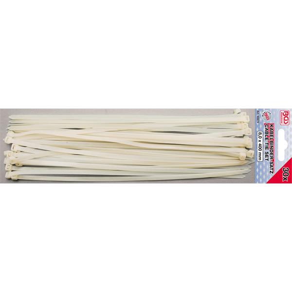 BGS 80878 Cable Tie Set, white, 8.0 x 400 mm, 30 p cs.