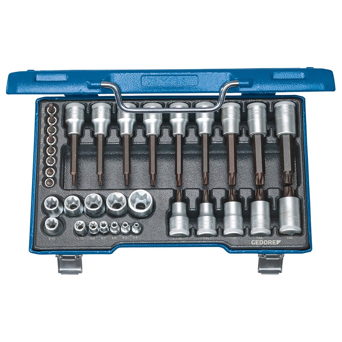 Gedore 19 TX 20 Screwdriver bit socket set 1/2"+1/ 4" 34 pcs TORX