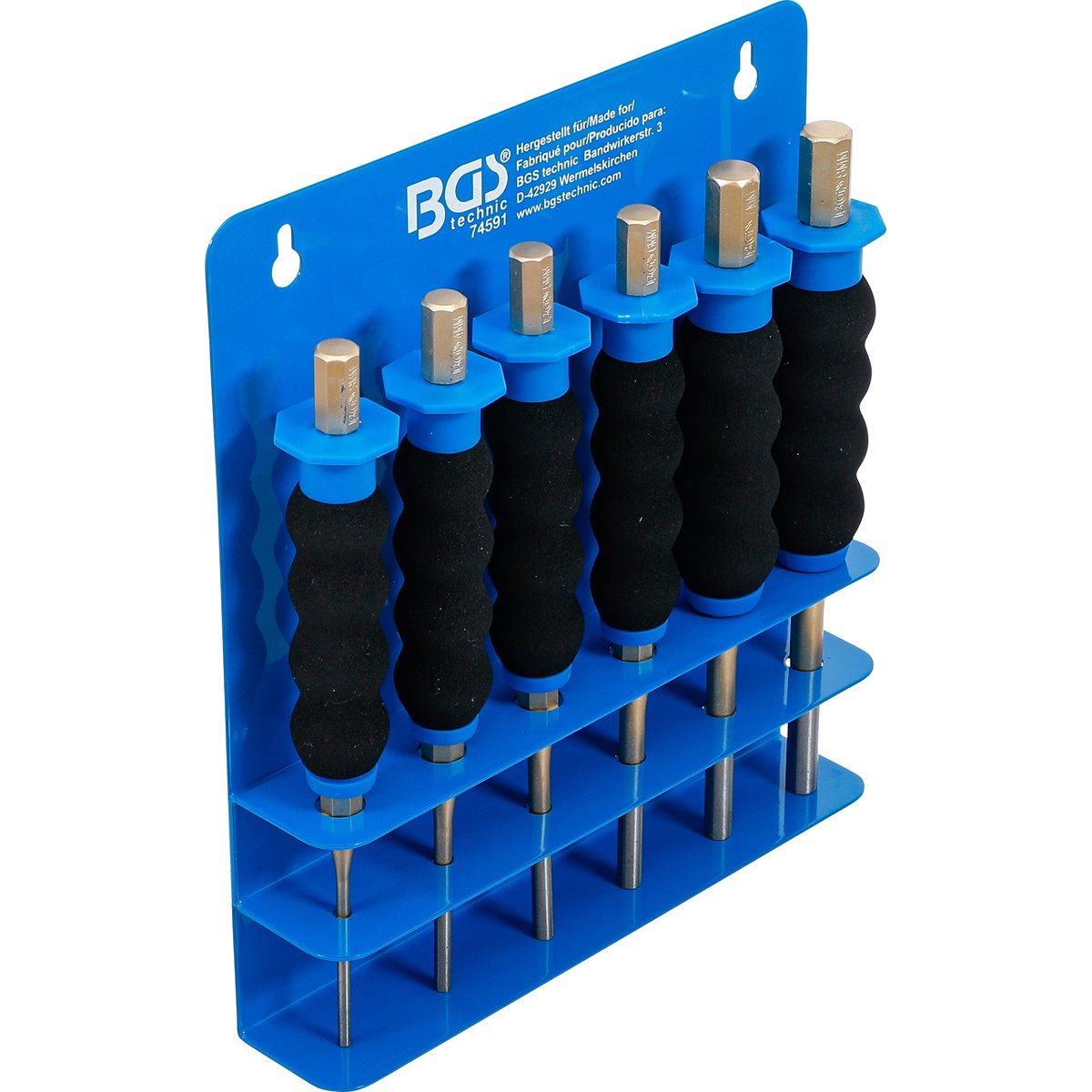 BGS 74591 Splintentreiber-Satz, mit Handschutz, 18 0 mm, 3 - 8 mm, 6-tlg.