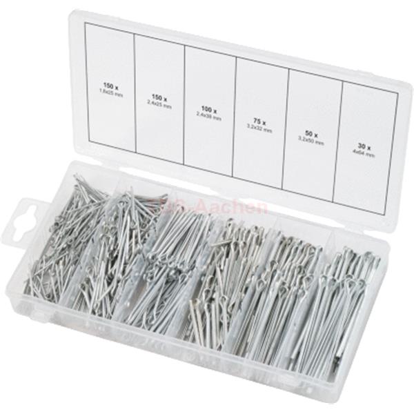 KS-Tools 970.0080 Split pins assortment, 1.6x25.4m m-4.0x63.5mm, 555 pcs