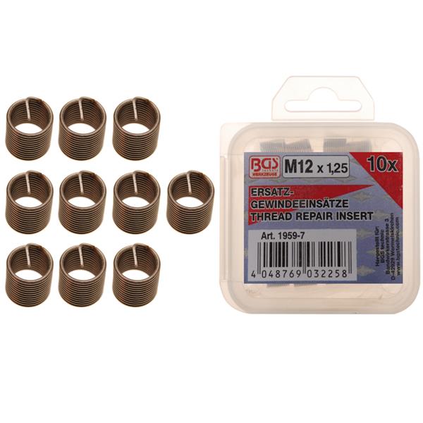 BGS 1959-7 Replacement Thread Inserts, M12 x 1.25 mm, 10 pcs.
