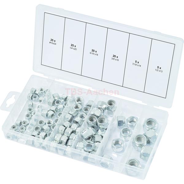 KS-Tools 970.0480 UNC self-tightening nuts assortm ent, 100 pcs