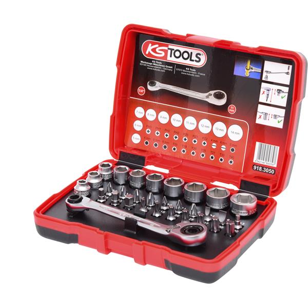 KS-Tools 918.3050 Durchgangs-Steckschl.-Bit-Satz lüssel- und Bit-Satz, 31-tlg.