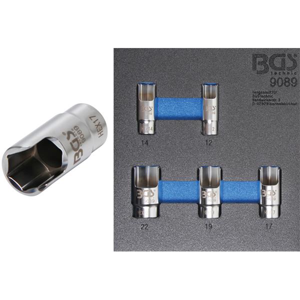 BGS 9089 Tool Tray 1/6: Special Sockets for elbow connectors, 5 pcs.