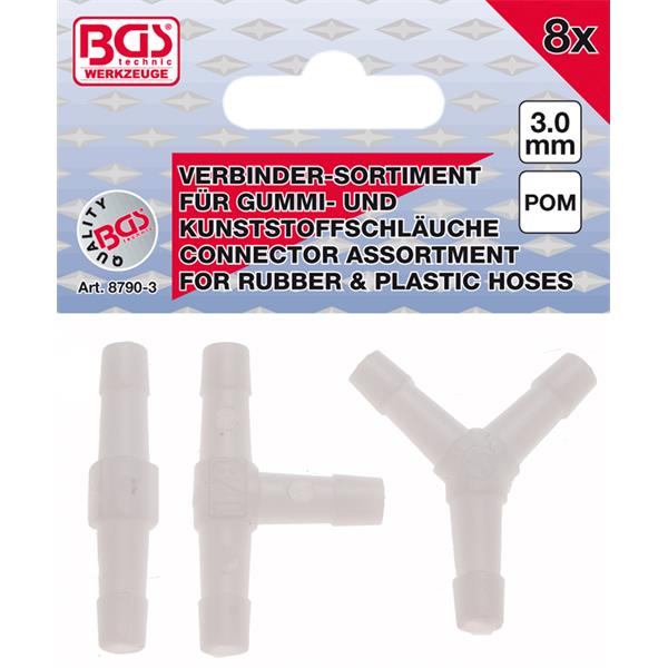 BGS 8790-3 Hose Connector Assortment, Fuel Resista nt, 3 mm, 8 pcs.