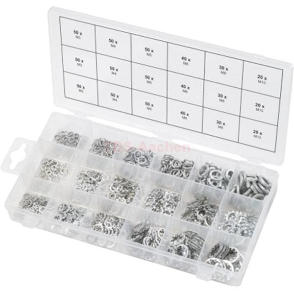 KS-Tools 970.0240 Toothed and standard washers ass ortment, M3-10, 720 pcs