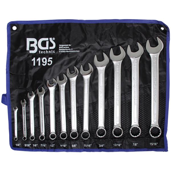 BGS 1195 Combination Spanner Set, Inch Sizes, 1/4" - 15/16", 12 pcs.