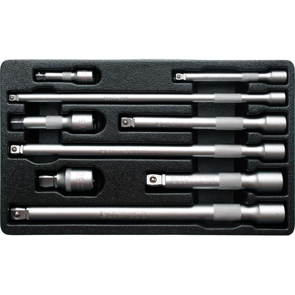 BGS 2253 "Wobble" Extension Bar Set, 6.3 mm (1/4") / 10 mm (3/8") / 12.5 mm (1/2"), 9 pcs.