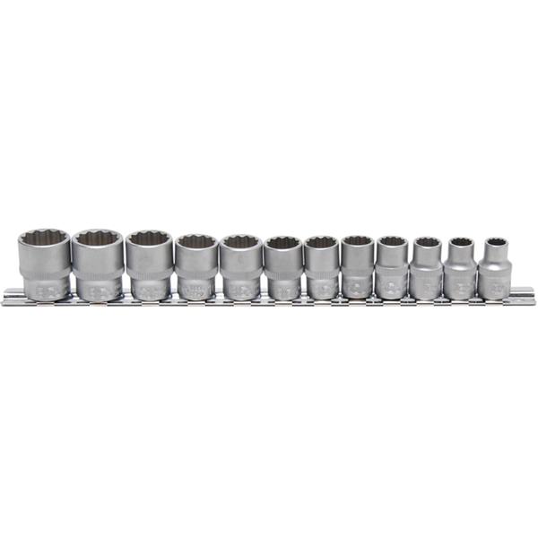 BGS 9105 Socket Set, 12-point, 10 mm (3/8") Drive, 8 - 19 mm, 12 pcs.