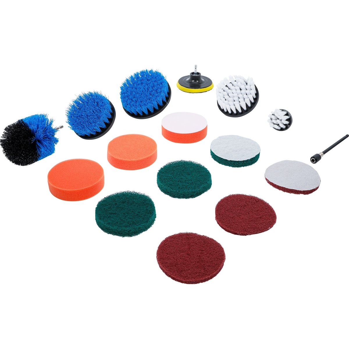 BGS 74367 Grinding / Polishing Discs and Brush Att achment Set, for Drills, 16 pcs.