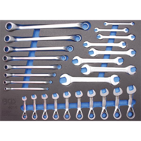 BGS 4016 Tool Tray 3/3: Double Open End Spanner, D ouble Ring Spanner, Ratchet Wrench, 26 pcs.