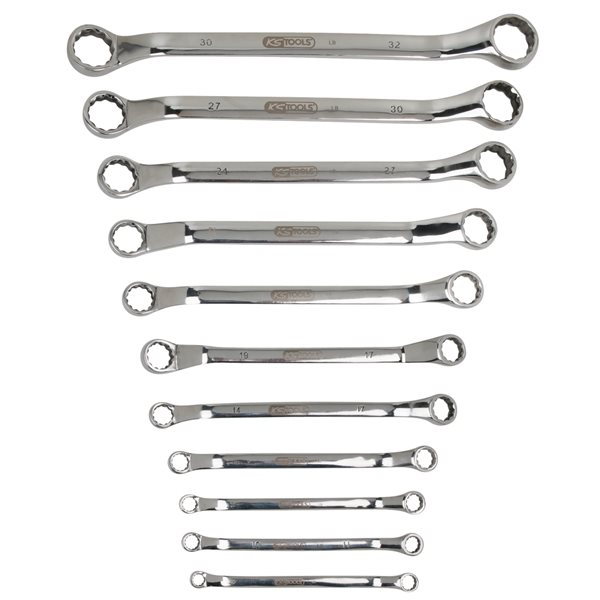 KS-Tools 964.1145 EDELSTAHL Doppel-Ringschlüssel-S atz, gekröpft, 11-tlg.