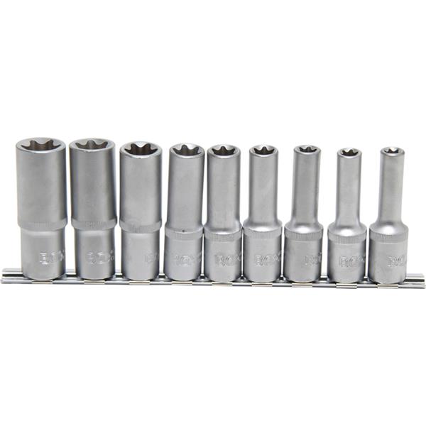 BGS 2026 Socket Set, E-Type, deep, 12.5 mm (1/2") Drive, E10 - E24, 9 pcs.