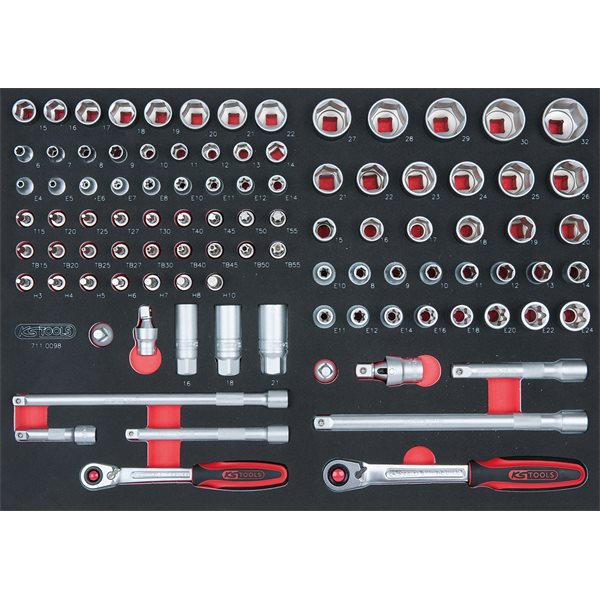 KS-Tools 711.0098 SCS Socket set 3/8"+1/2", 98 pcs , 1/1 system insert