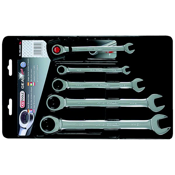 KS-Tools 503.4202 GEARplus Combination ratcheting spanner set, 5 pcs 5/16"-3/4"