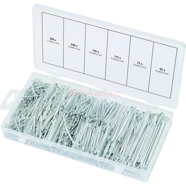 KS-Tools 970.0330 Split pins assortment, 1.5x25-4. 0x60mm, 1000 pcs