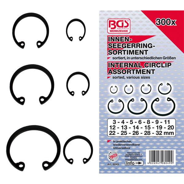 BGS 8049 Internal Circlip Assortment, Ø 3 - 32 mm, 300 pcs.