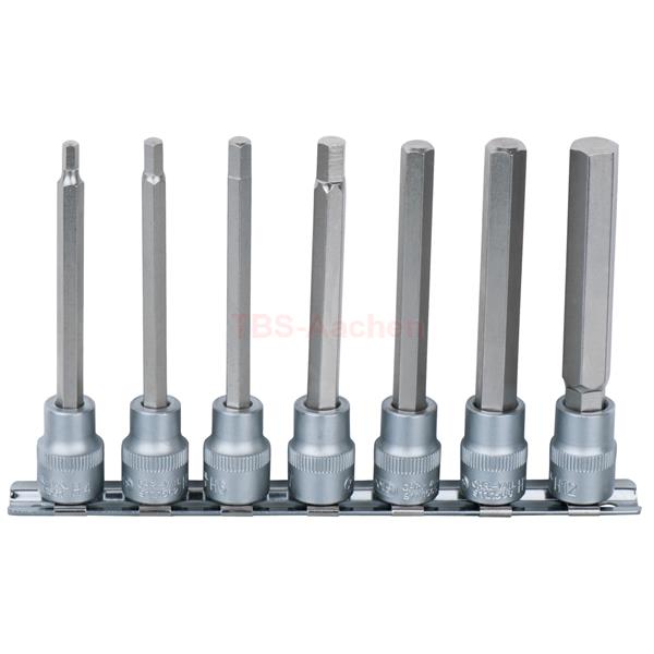 KS-Tools 911.1560 3/8" Bit socket set hexagon, lon g, 7 pcs