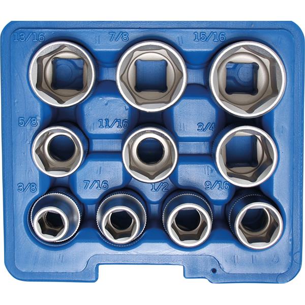 BGS 2434 Socket Set, Hexagon, 12.5 mm (1/2") Drive , Inch Sizes, 10 pcs.