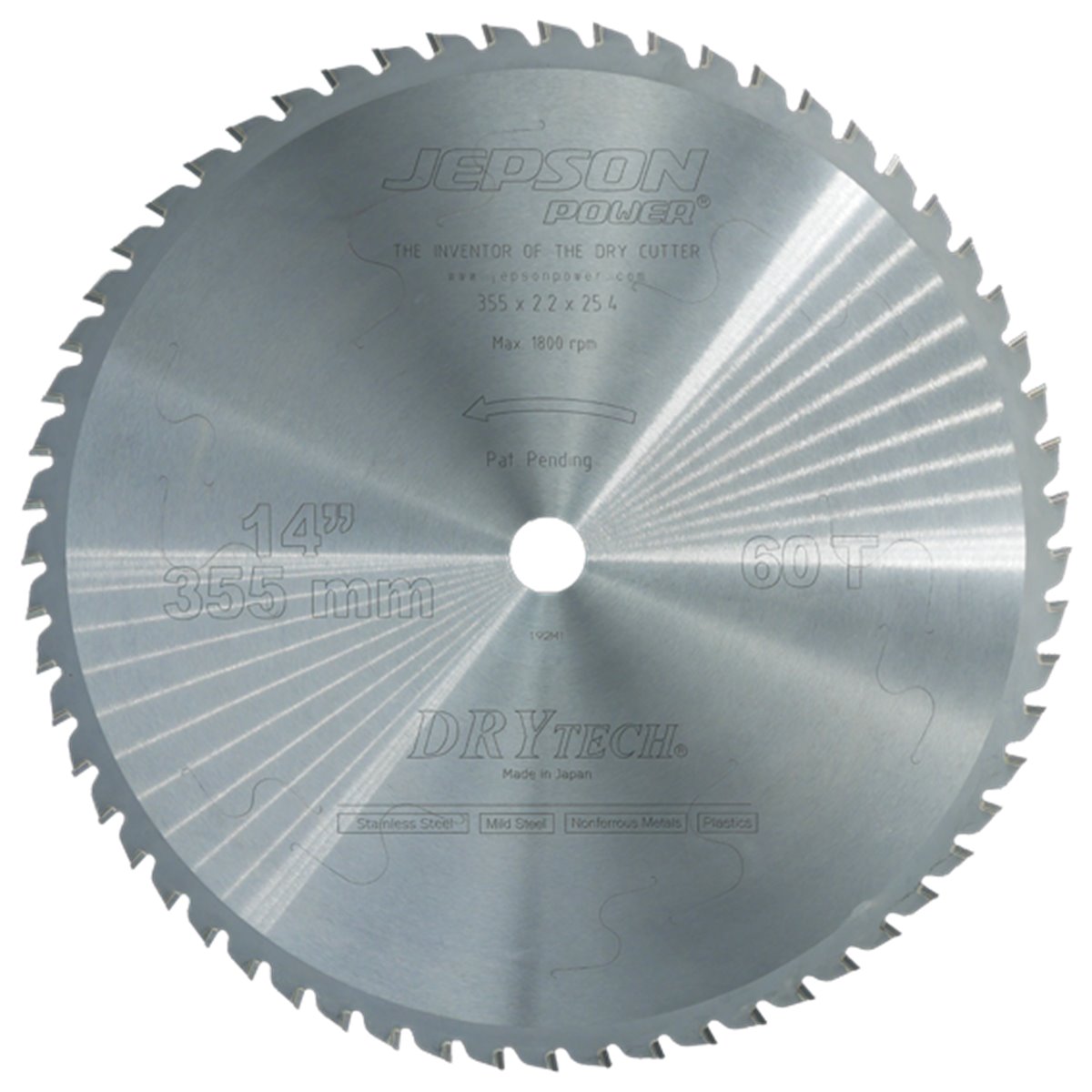 Jepson HM - Sägeblatt 355/60Z - Edelstahl, Stahl, NE-Metalle (dickwandig)