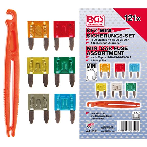 BGS 8109 Car Fuse Assortment, MINI, 121 pcs. 