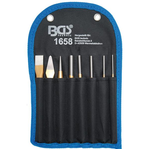 BGS 1658 Pin Punch Set, 150 mm, incl. Chisel + Cen tre Punch, 8 pcs.