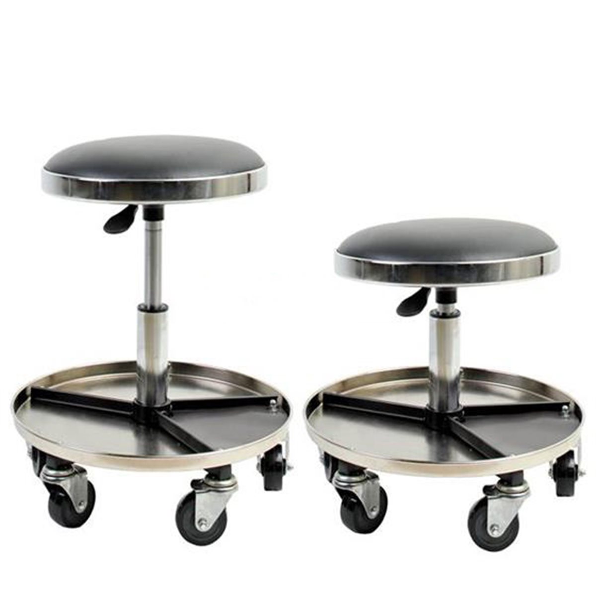 Work seat, height adjustable chrome plated 