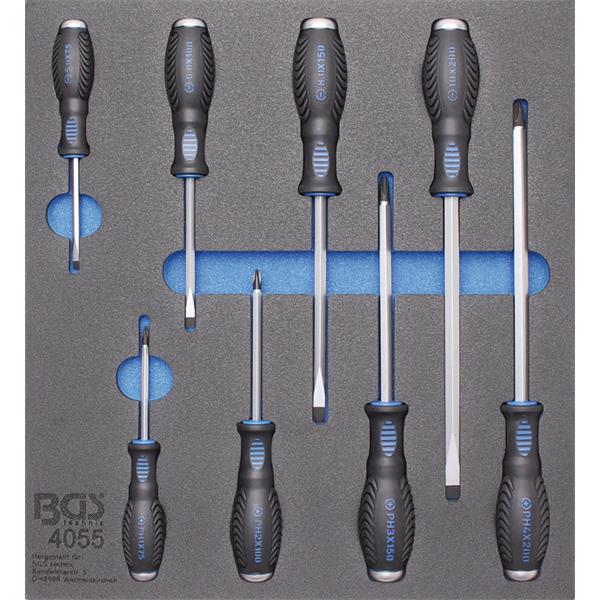 BGS 4055 Tool Tray 2/3: Cross and Slot Screwdriver s, 8 pcs.