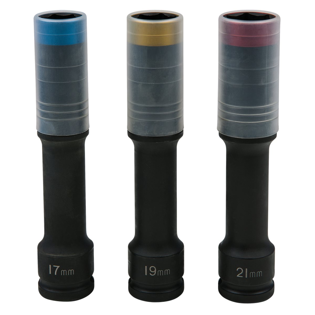 KS-Tools 515.0622 SlimPOWER Alu-Felgen Kraft-Steck nuss-Satz, extra lang, 3-tlg., 1/2", 17, 19, 21mm