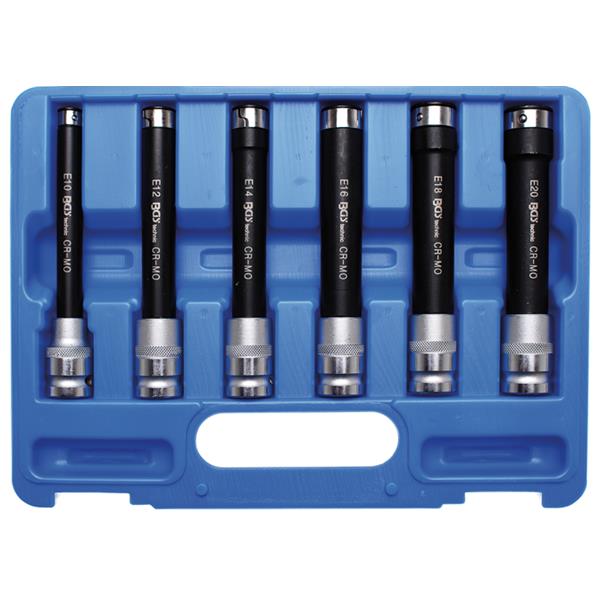 BGS 2028 Socket Set, E-Type, extra long, 12.5 mm ( 1/2") Drive, E10 - E20, 6 pcs.