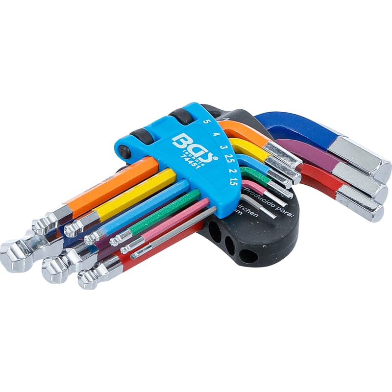 BGS 74451 L-Type Wrench Set, Multicolour, short, i nternal Hexagon, internal Hexagon with Ball Head 1